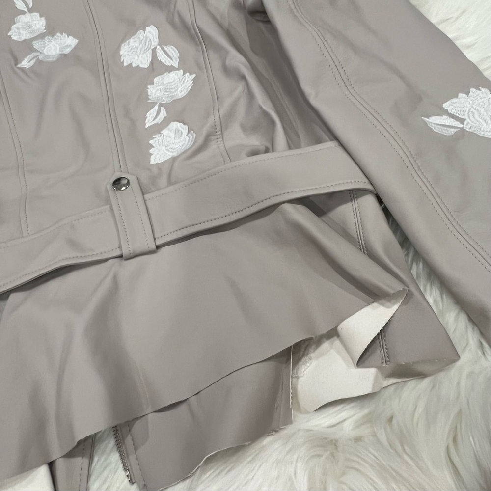 INC International Concepts Beige Floral Faux Leather Jacket - Picture 14 of 15